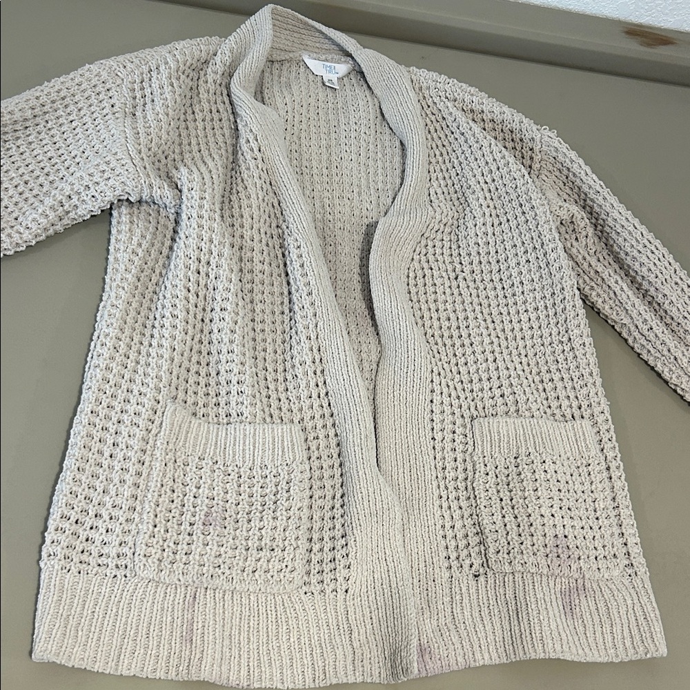 Time and Tru Women's Beige Textured Cardigan